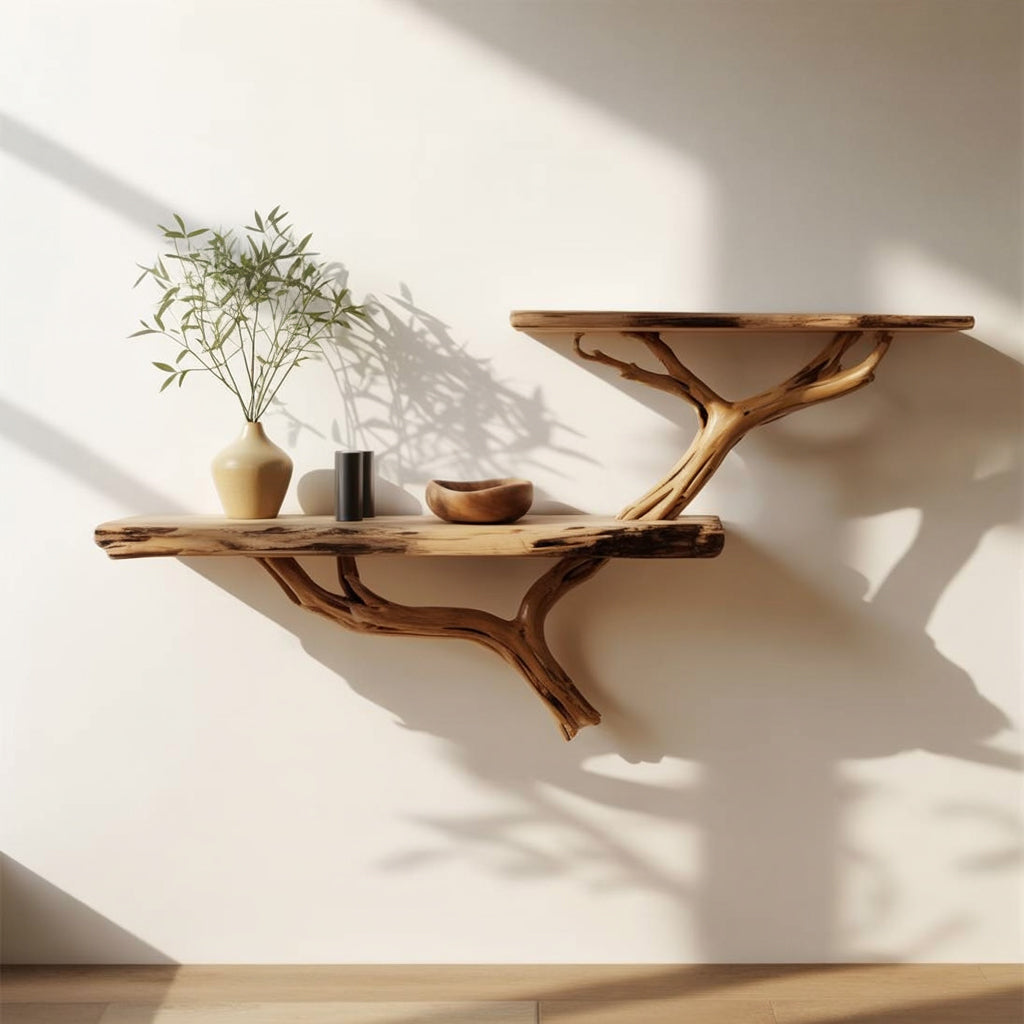 Driftwood Tree Branch Floating Shelf – Handmade Rustic Wall Decor