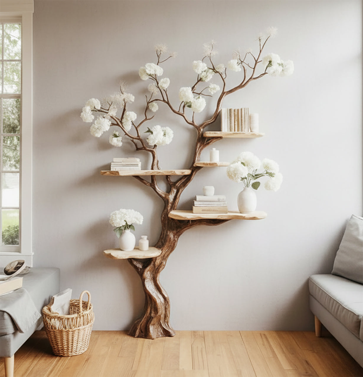Solid Wood Tree Shelf – Handcrafted Nature-Inspired Display