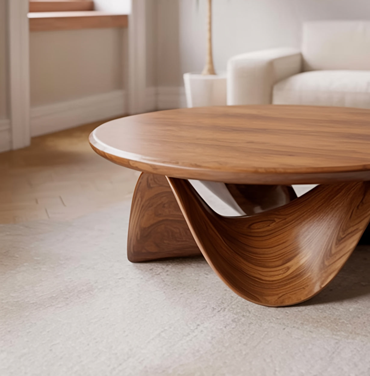 Sculptural Round Coffee Table For Holiday Decor