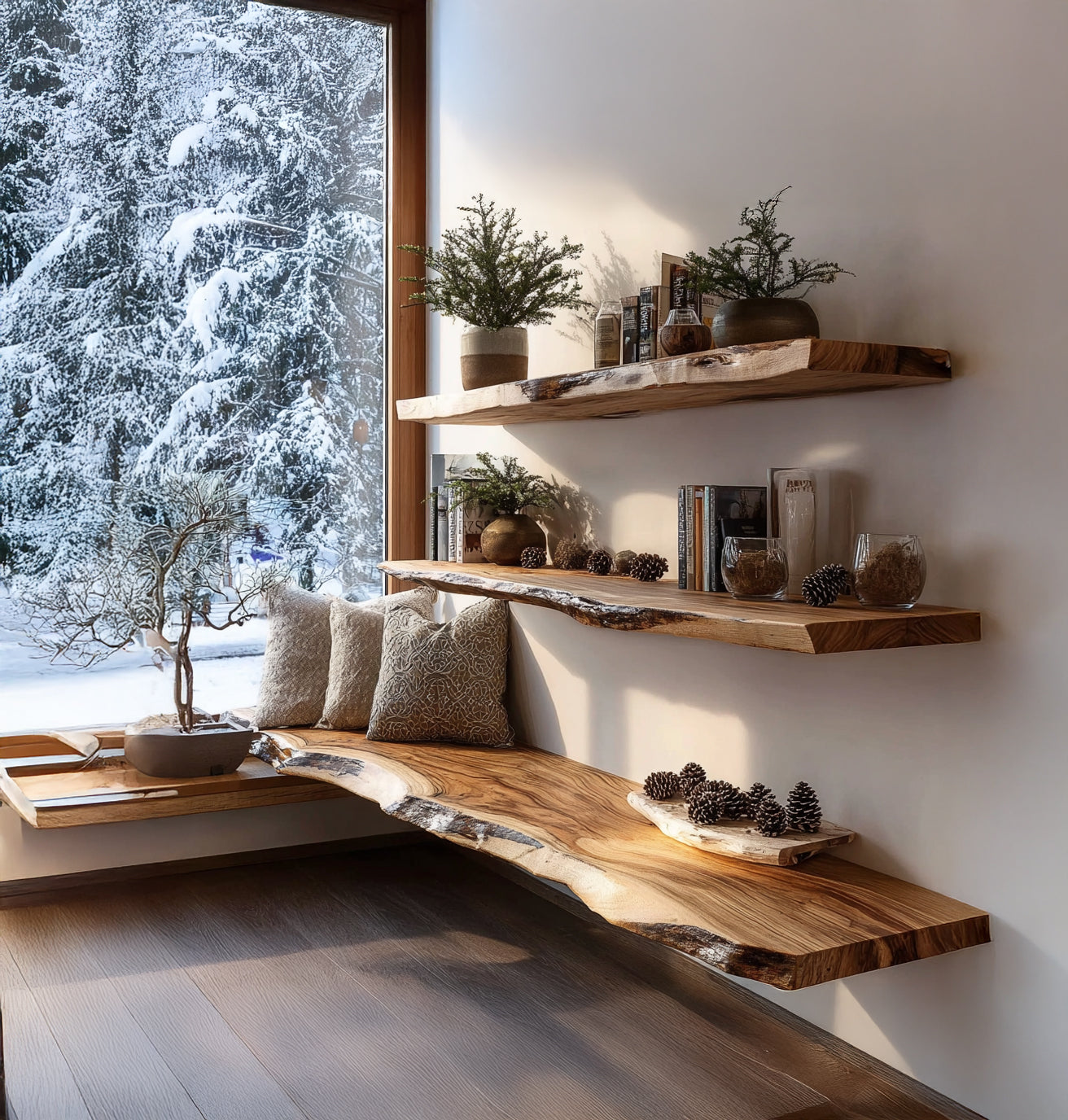 Handcrafted Live Edge Solid Wood Wall Shelves – Rustic Floating Decor