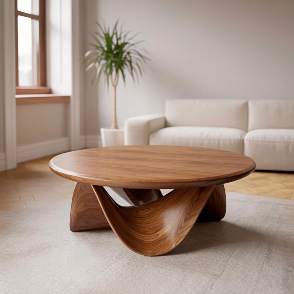 Sculptural Round Coffee Table For Holiday Decor