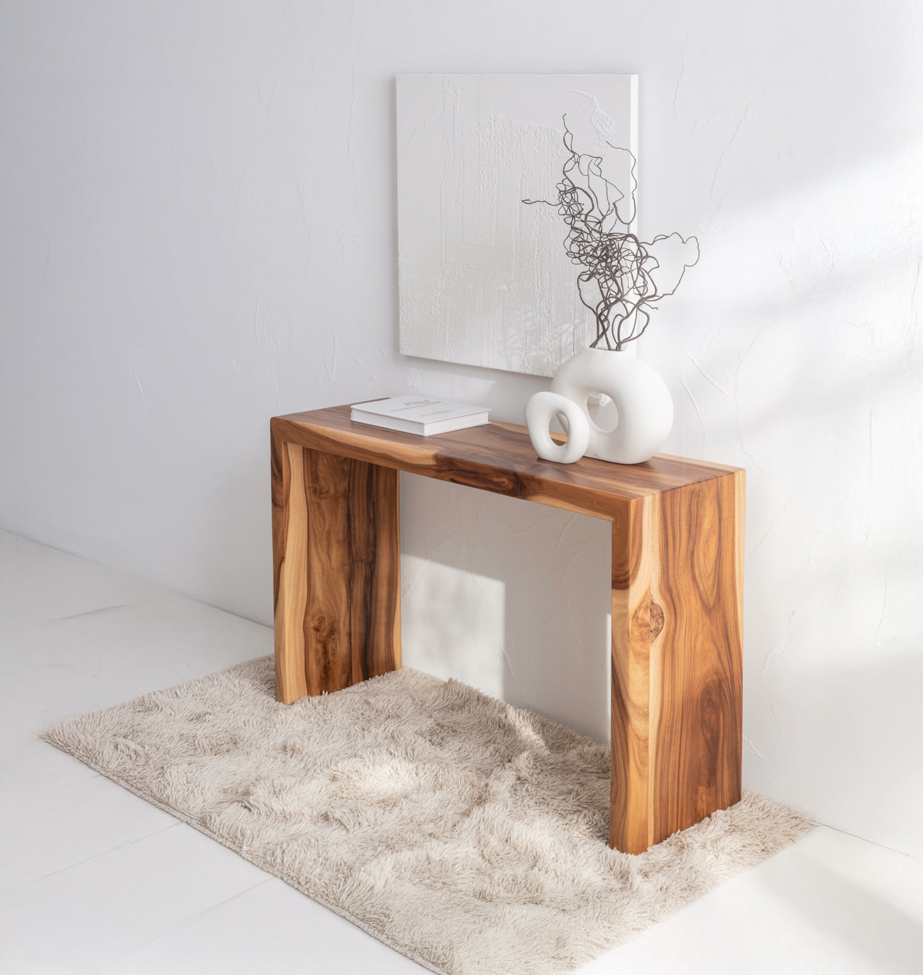 Artisan Handcrafted Natural Wood Console – Modern Organic Hallway Table