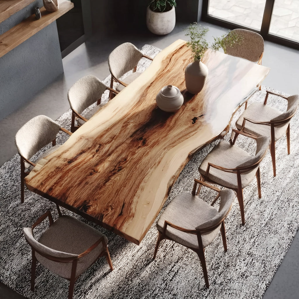 Live Edge Dining Table – Handmade Solid Wood Slab, Rustic Farmhouse Kitchen Table