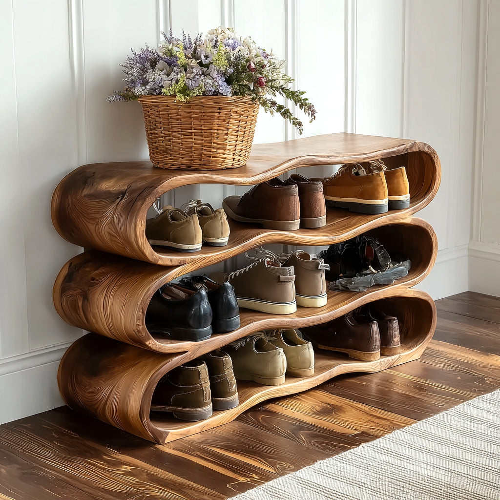 Rustic Hallway Bench for Shoes & Bags – Space Saving Furniture