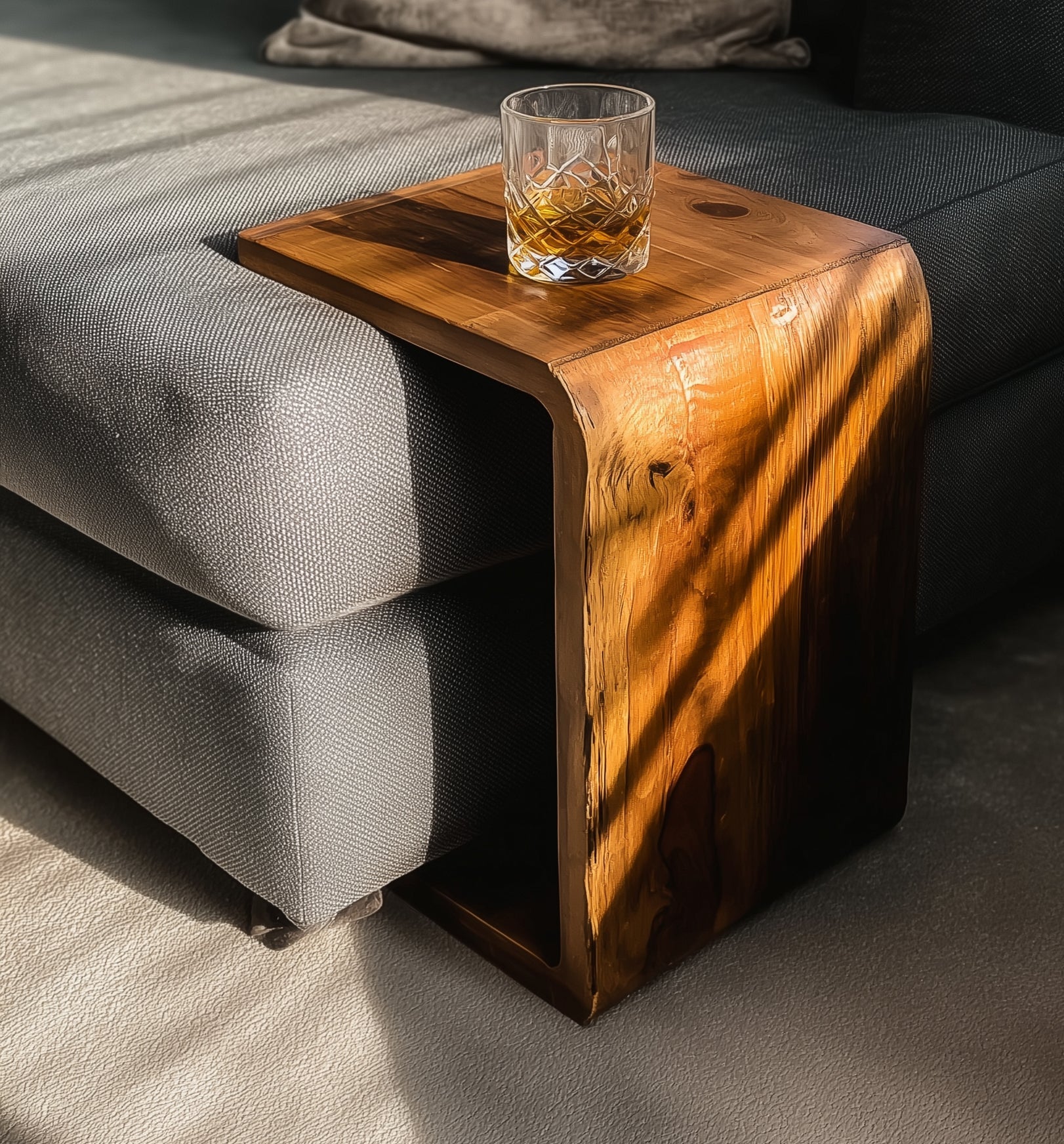 End Handmade Round End Table – Rustic Solid Wood Side Table, Farmhouse Living Room Accent