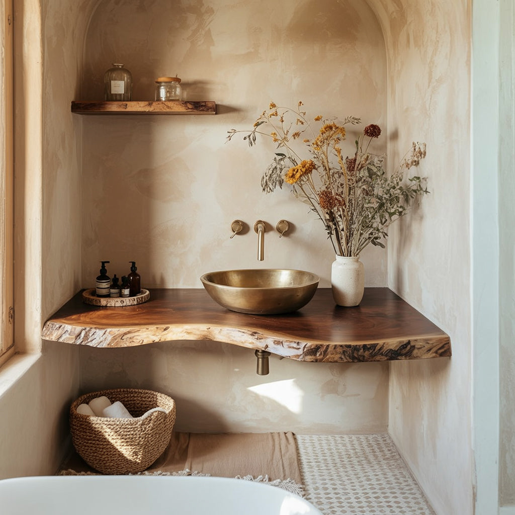 Live Edge Vanity Shelf – Handmade Rustic Bathroom Wall Decor