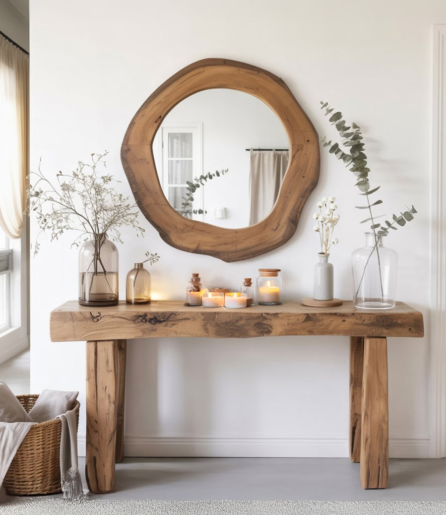 Handcrafted Reclaimed Wood Console Table – Rustic Hallway or Foyer Table with Natural Finish
