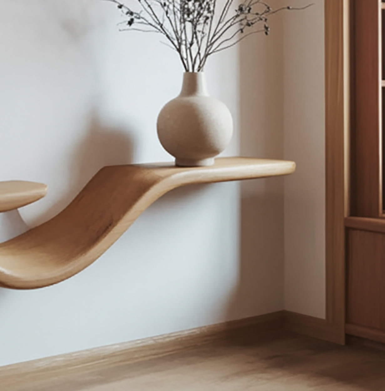 Rustic Wavy Floating Shelf Live Edge Decorative For Living Room