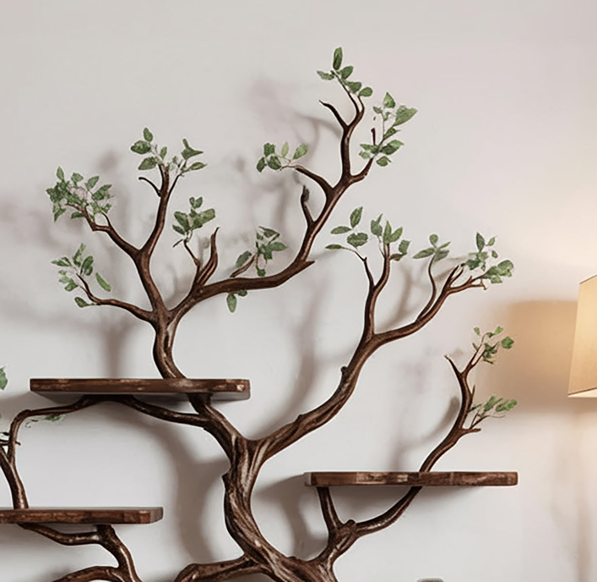 Live Edge Floating Bookshelf – Solid Wood Wall-Mounted Branch Shelf