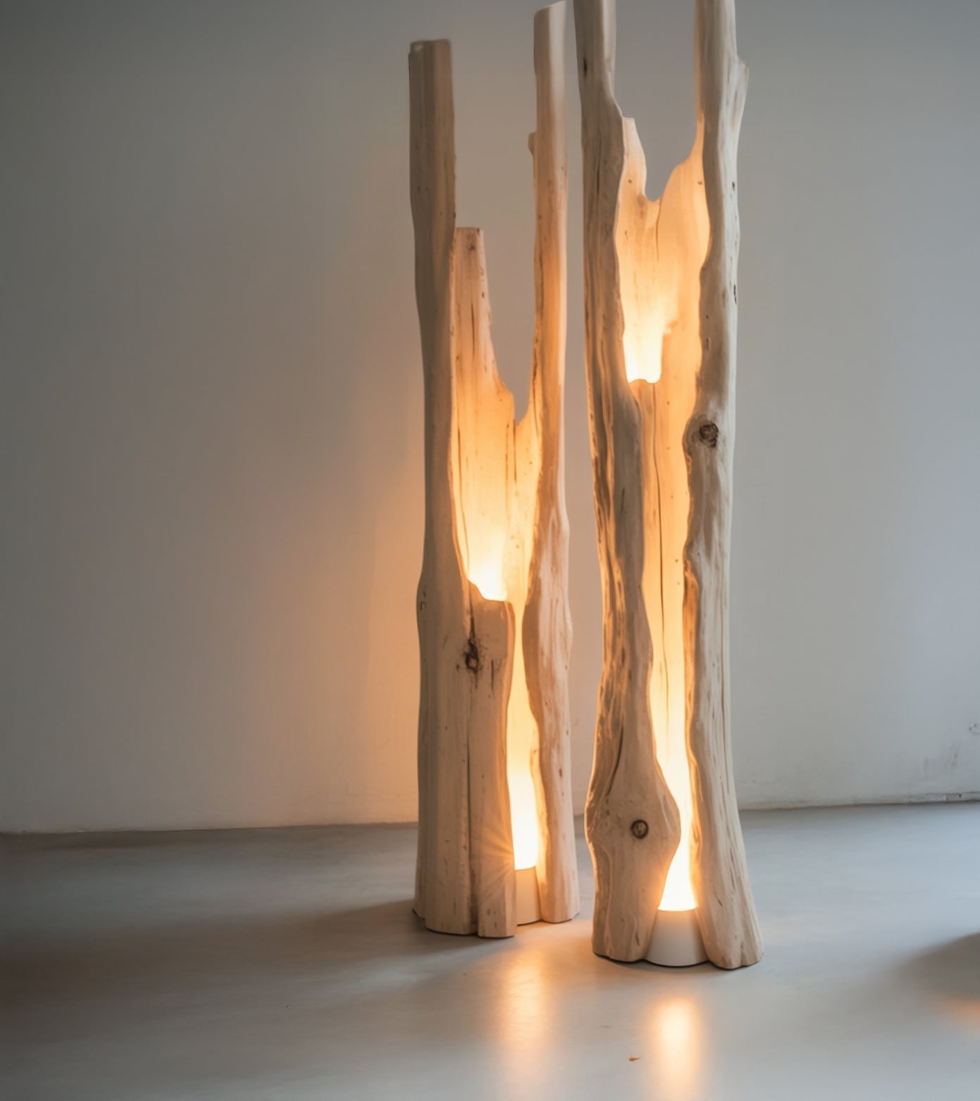 Rustic Driftwood Floor Lamp – Handmade Solid Wood Standing Light for Home Décor