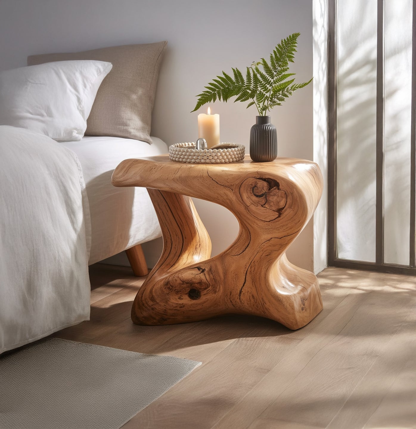 Rustic Farmhouse Bedside Table – Handmade Wooden Nightstand with Drawer