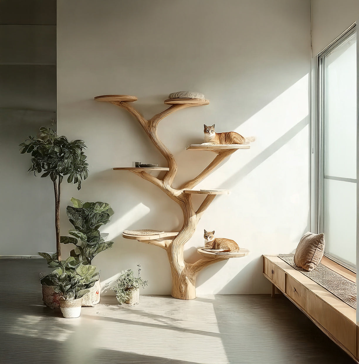 Wood Cat Tree Cat Tower House Stylish Gift For Cat