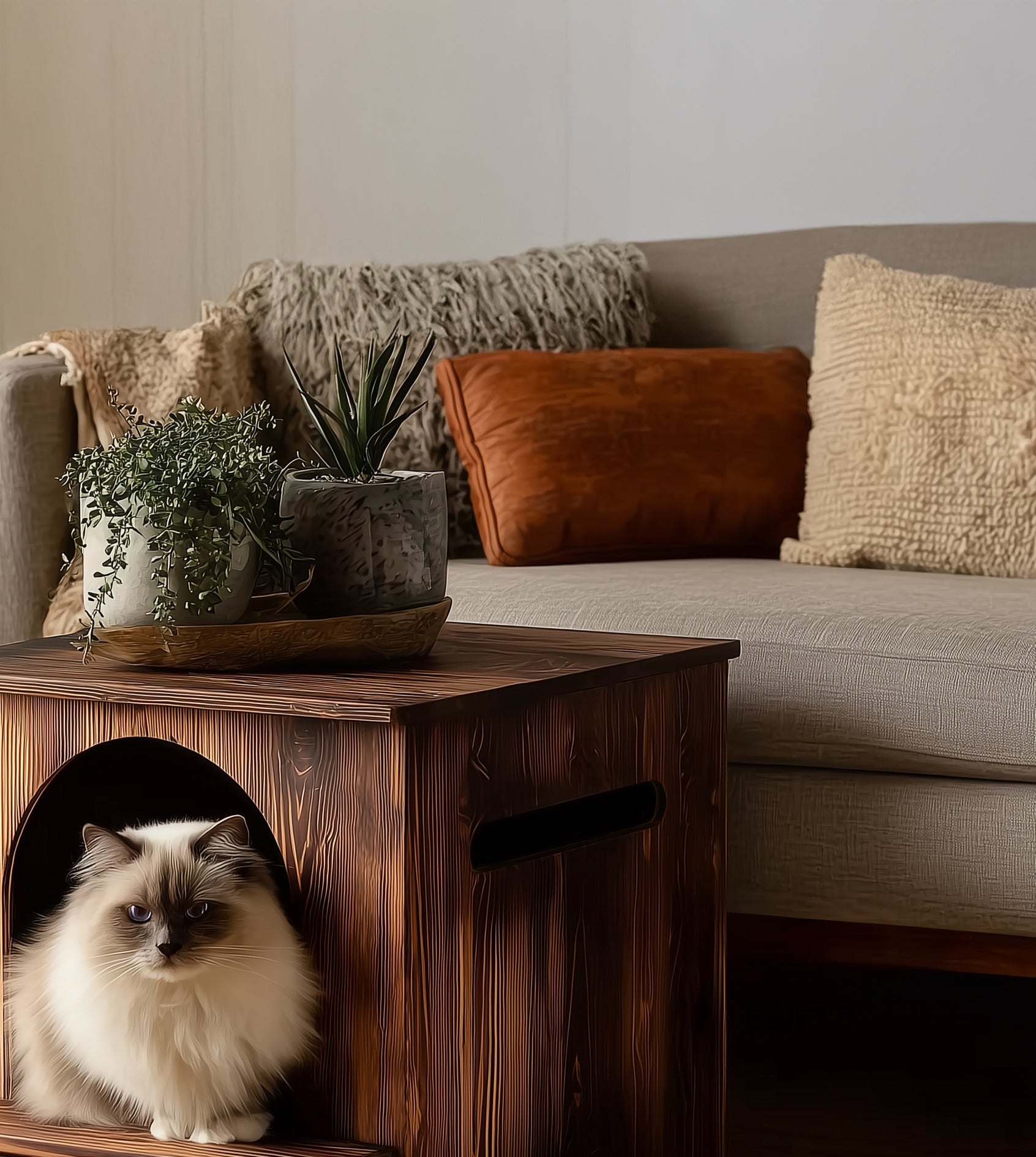 Modern Nightstand with Built-In Pet Bed – Hidden Cat House for Bedroom or Small Apartment