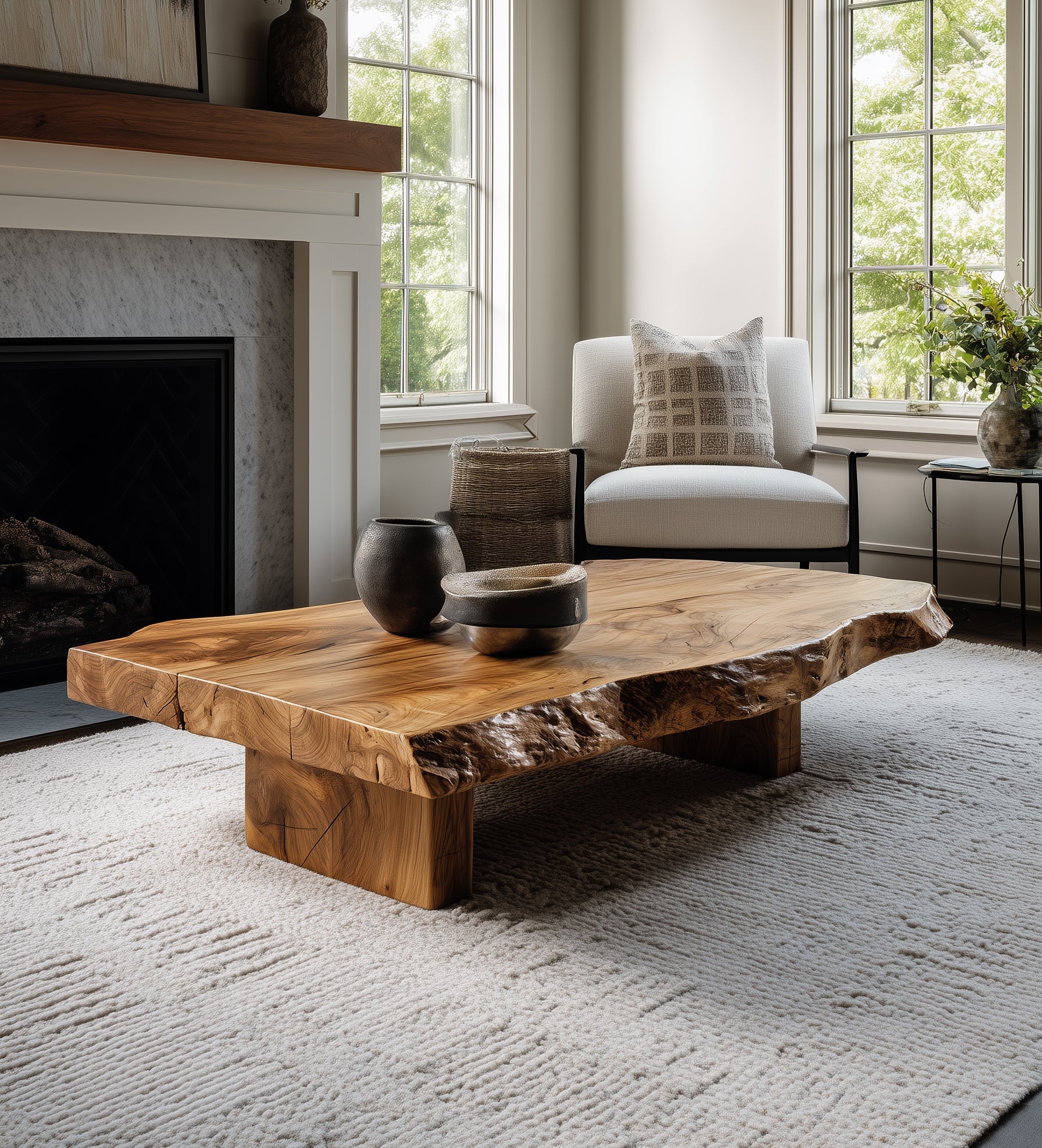 Rustic Low Coffee Table – Live Edge Reclaimed Wood for Dining or Farmhouse Living Rooms