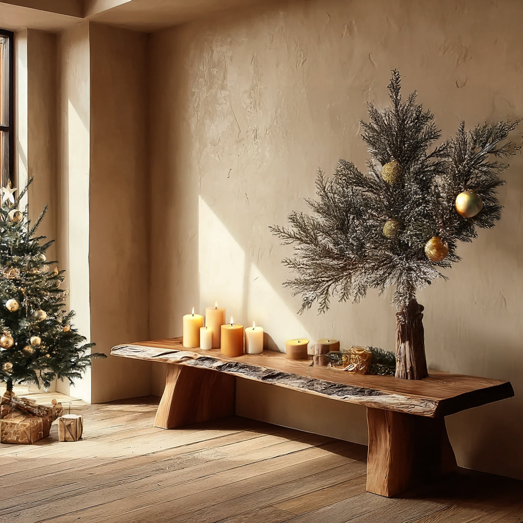 Handcrafted Wooden Bench – Live Edge Slab Console Table for Rustic Home Decor