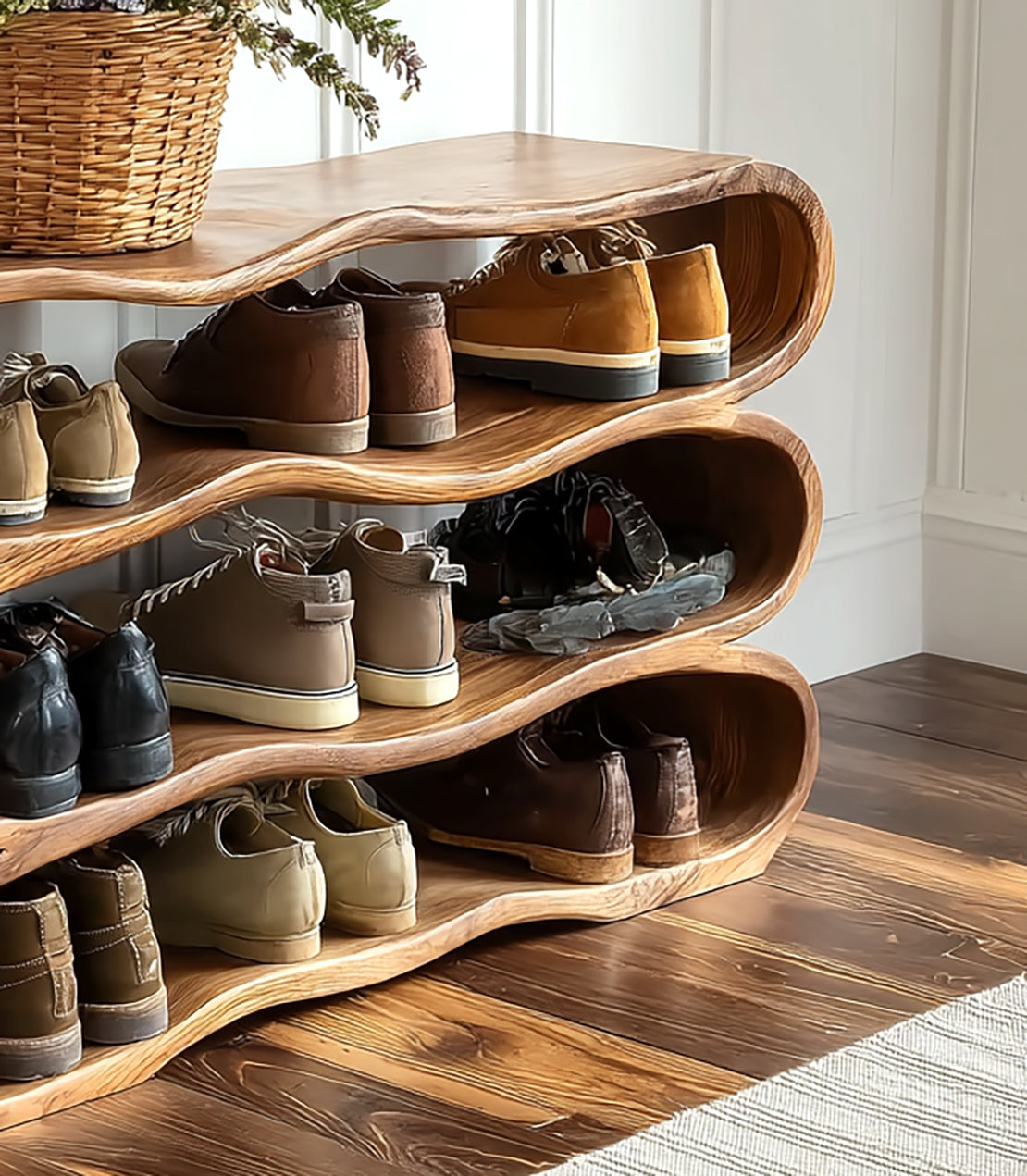 Rustic Hallway Bench for Shoes & Bags – Space Saving Furniture