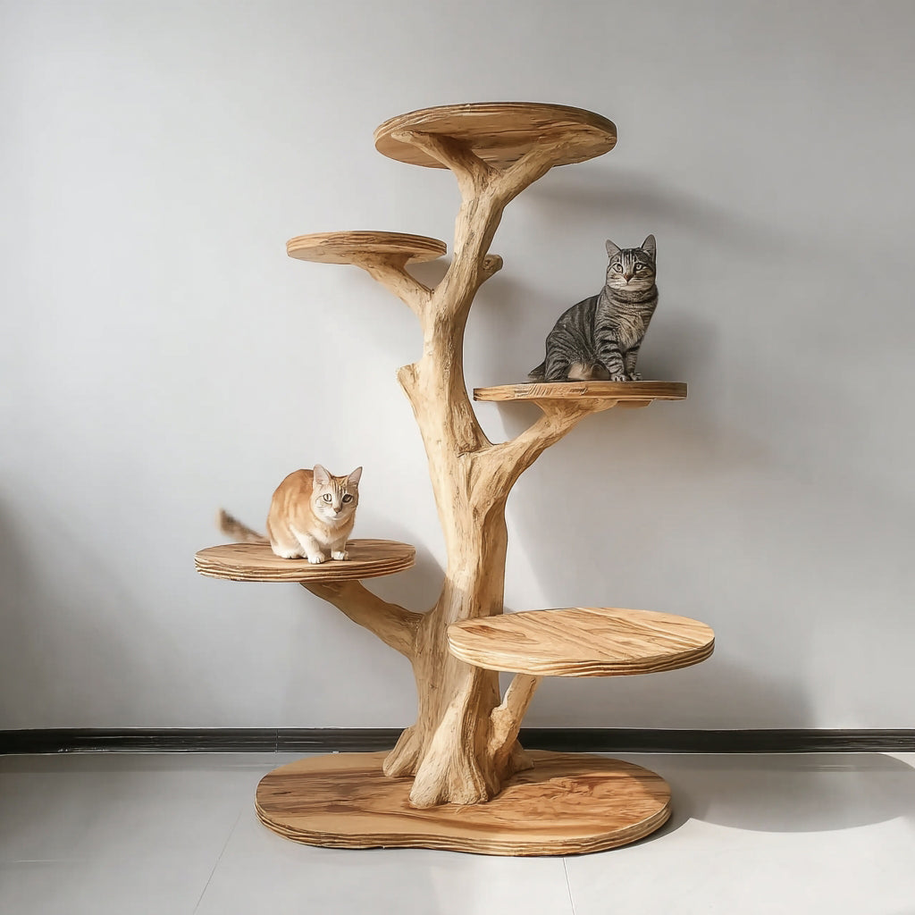 Rustic Cat Tree Bookshelf Style Pet Stand Living Room