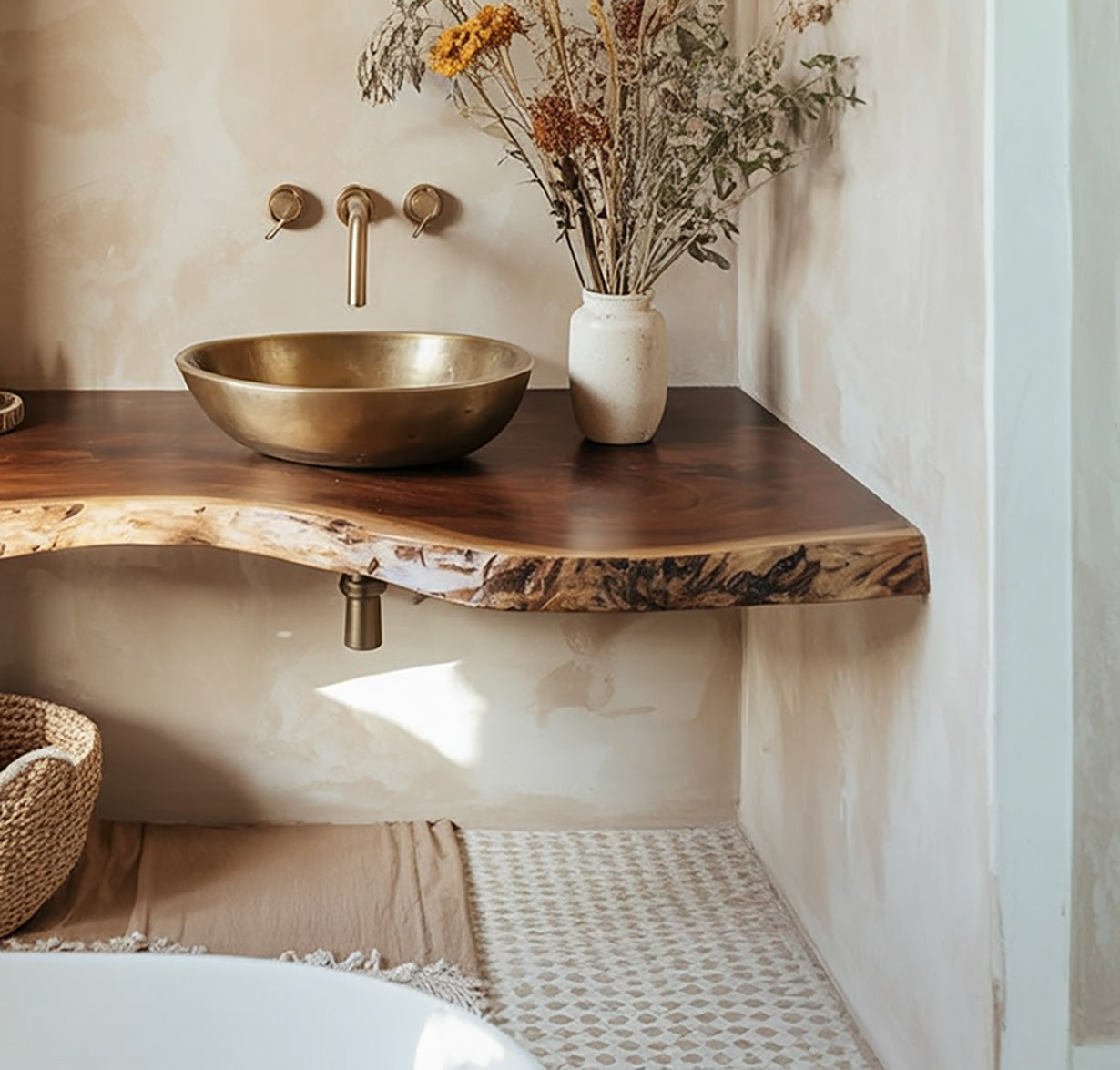 Live Edge Vanity Shelf – Handmade Rustic Bathroom Wall Decor