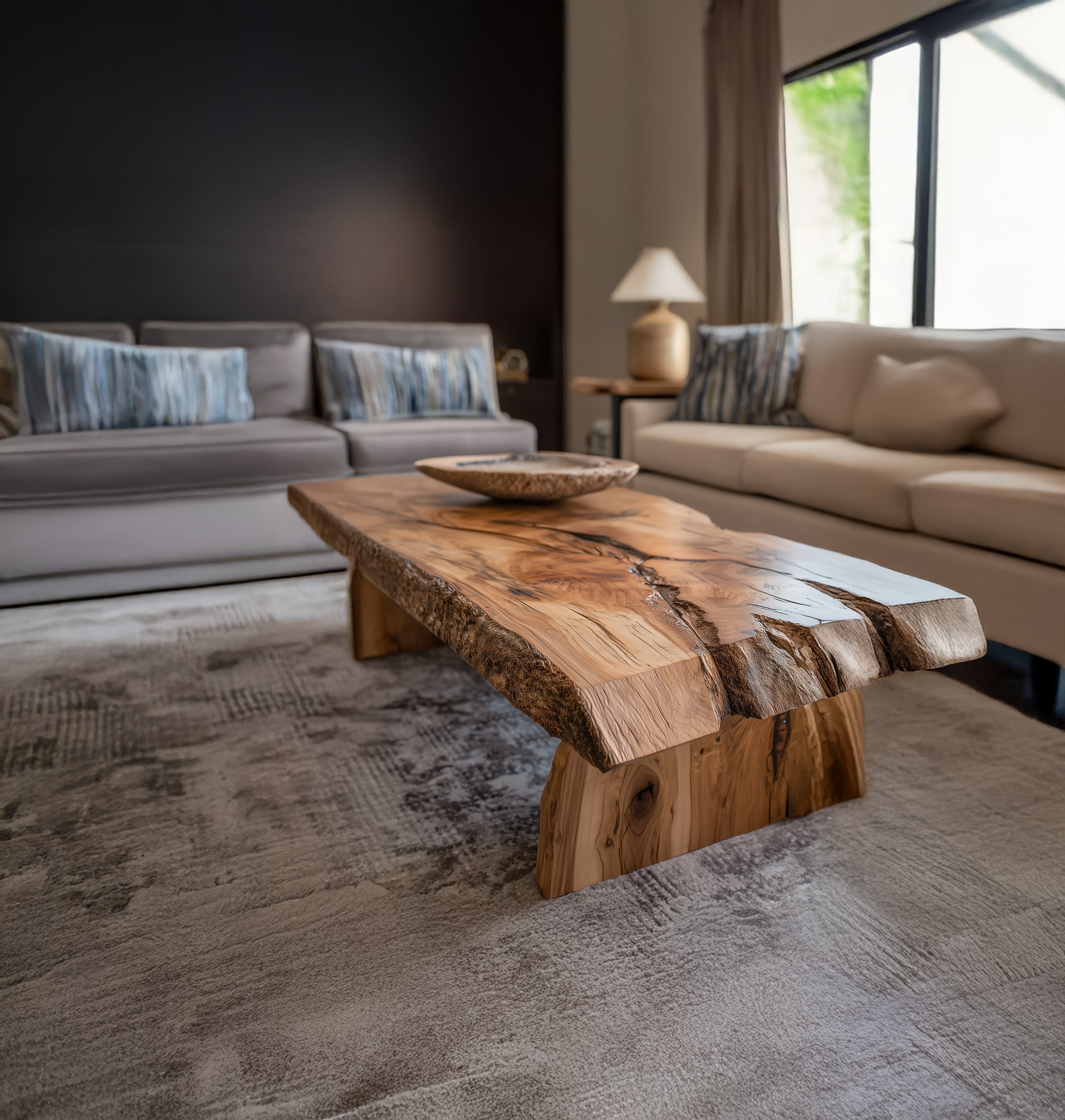 Live Edge Coffee Table – Handmade Solid Wood with Hairpin Legs for Rustic Modern Spaces