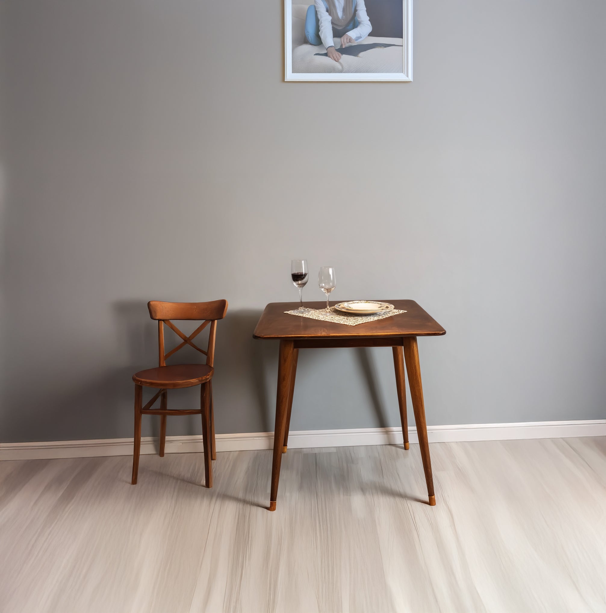 Small Space Square Dining Table – Dark Walnut Wood, 2–4 Person Table for Dining Room, Kitchen & Home Decor