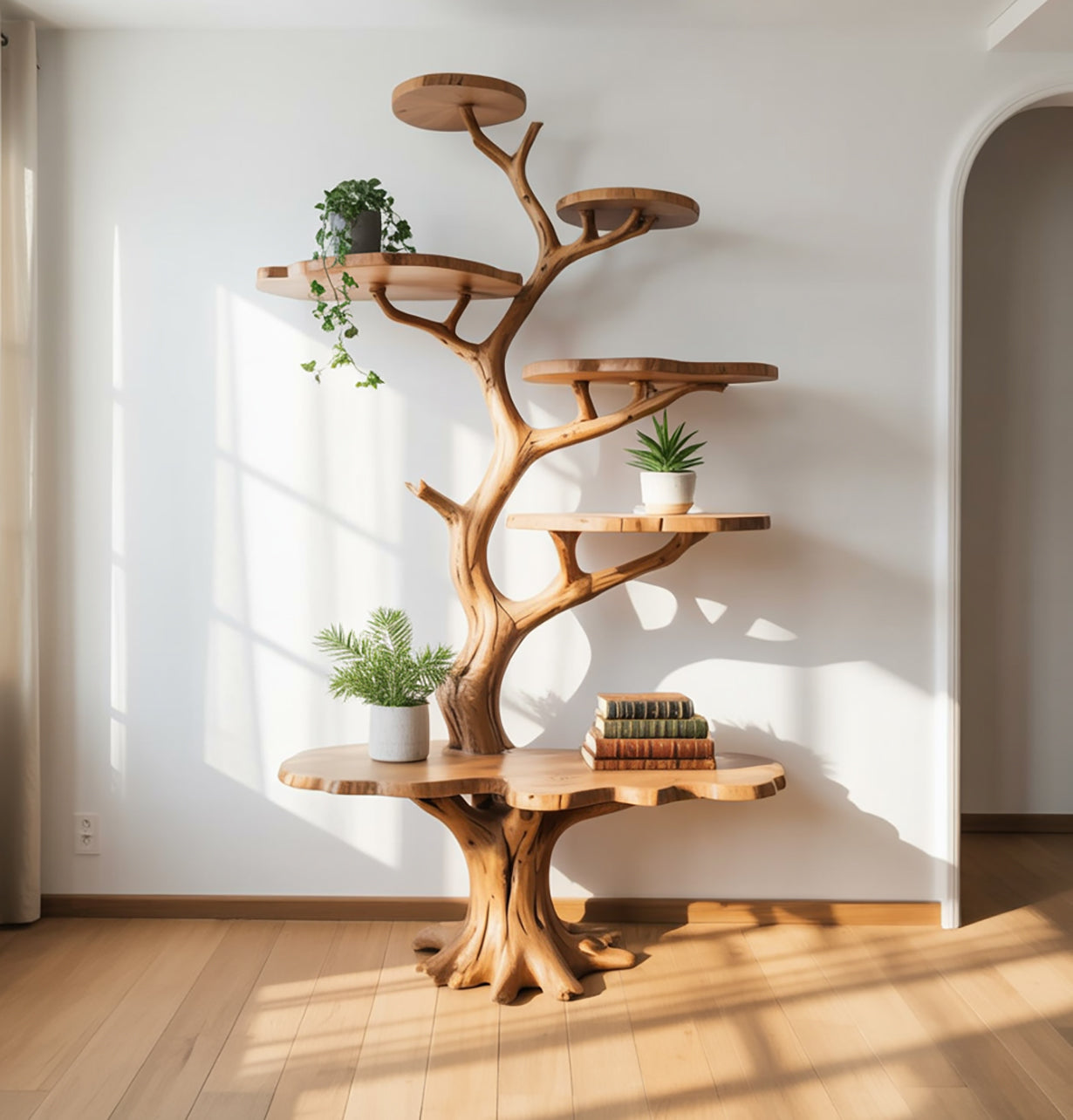 Artistic Branch Bookshelf for Living Room - Solid Wood Tree Shelf - Custom Nature Decor