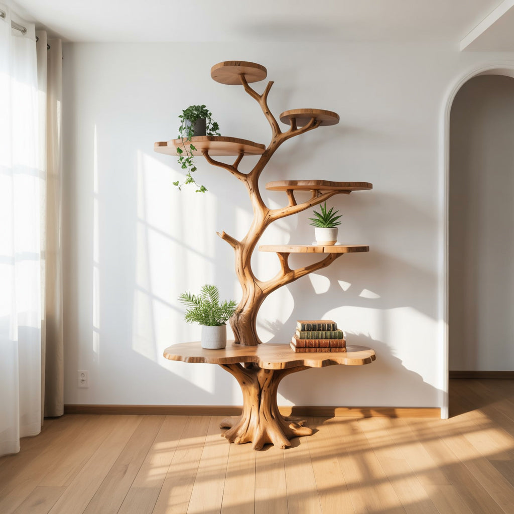 Artistic Branch Bookshelf for Living Room - Solid Wood Tree Shelf - Custom Nature Decor