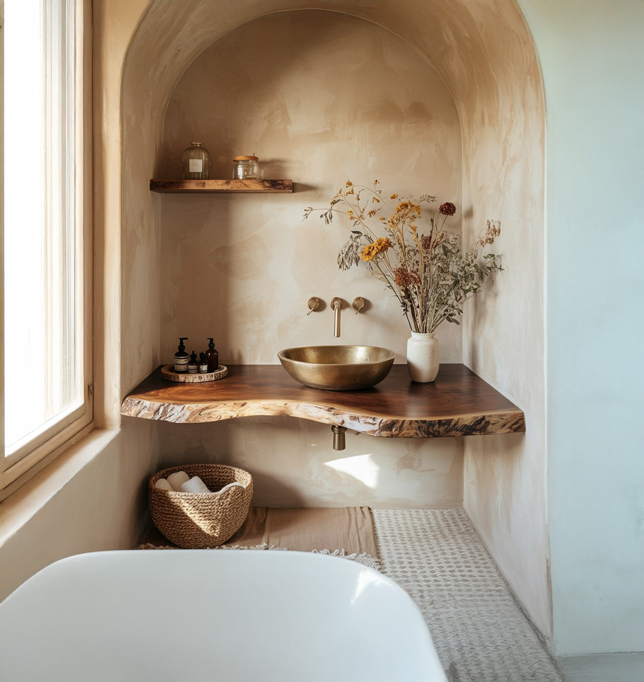 Live Edge Vanity Shelf – Handmade Rustic Bathroom Wall Decor