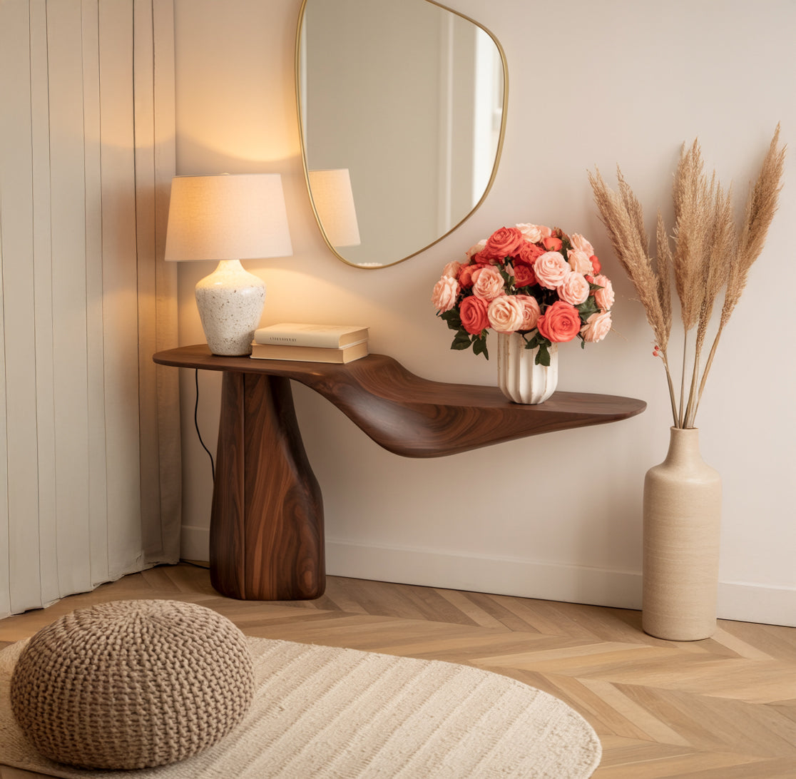 Rustic Live Edge Console Table For Entryway Design Ideas