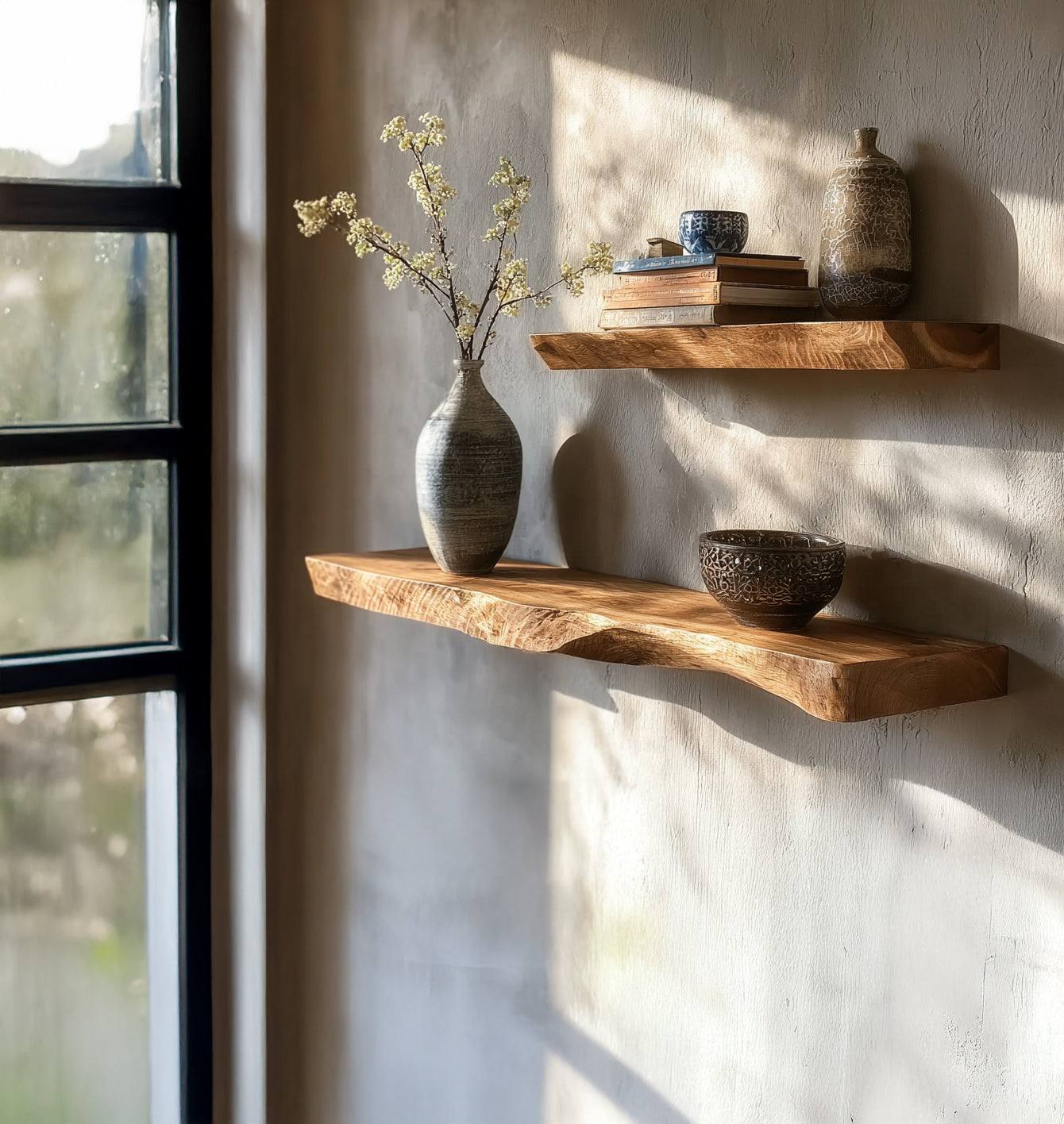 Natural Live Edge Floating Shelves – Deep Wall Mounted Shelf