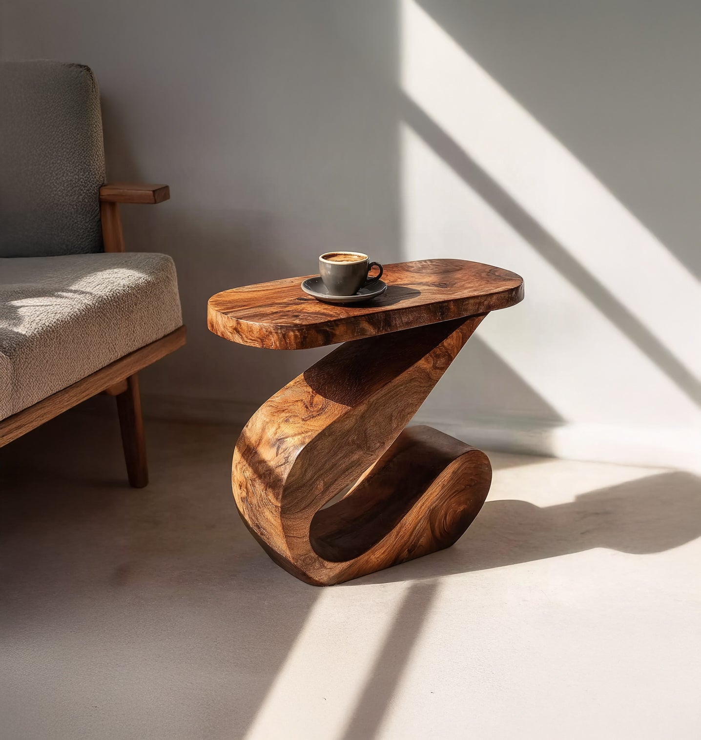 Rustic Farmhouse Round End Table – Handmade Solid Wood Side Table for Living Room