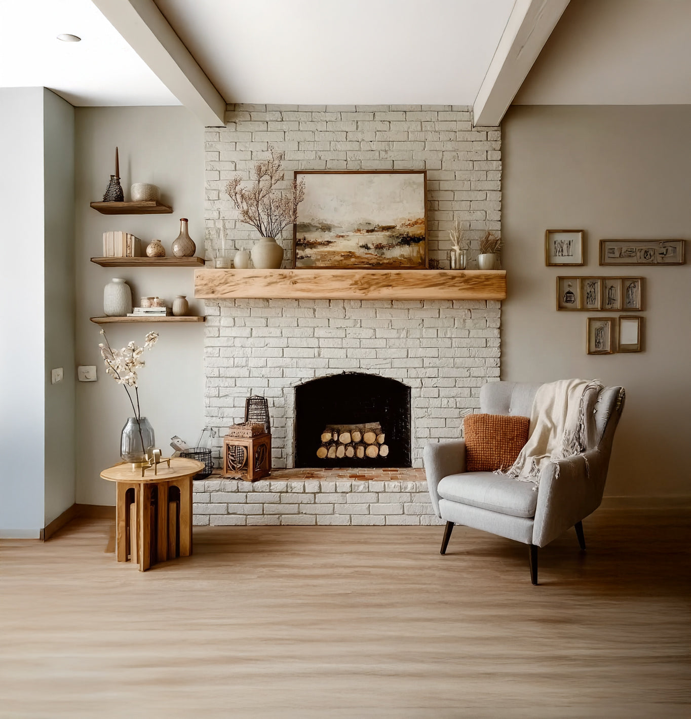 Sustainable Solid Wood Fireplace Mantel – Floating Shelf & Modern Surround