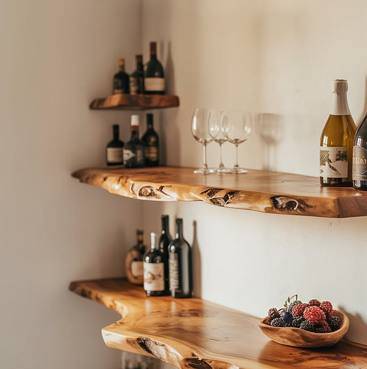 Live Edge Floating Wall Shelves – Wooden Home Decor