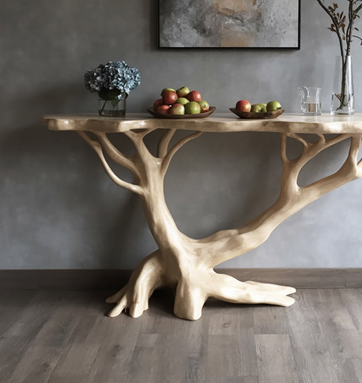 Sculptural Wooden Console Table – Tree-Inspired Entryway Table Handmade from Solid Wood