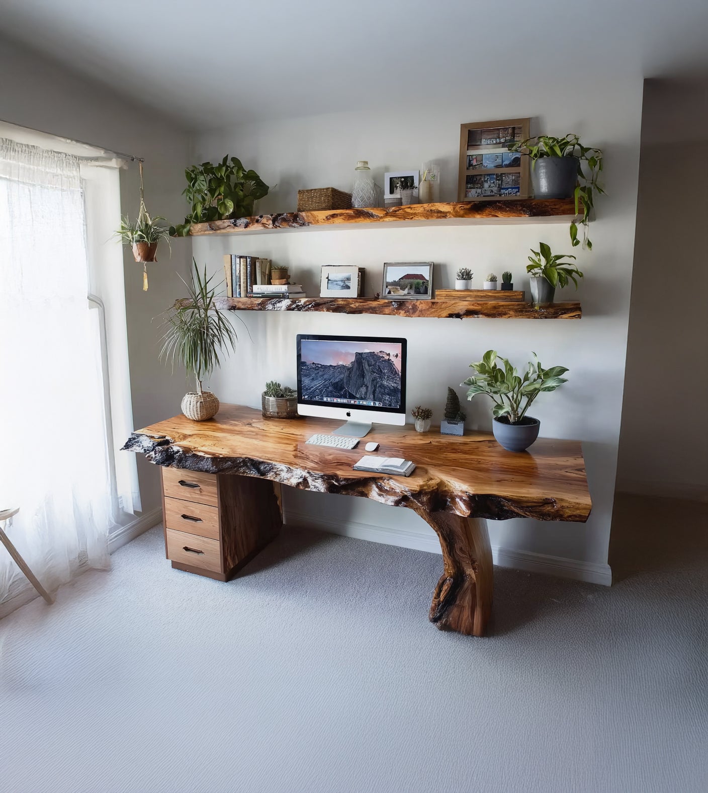 Handmade Live Edge Desk – Rustic Solid Wood Office Workstation for Home or Studio