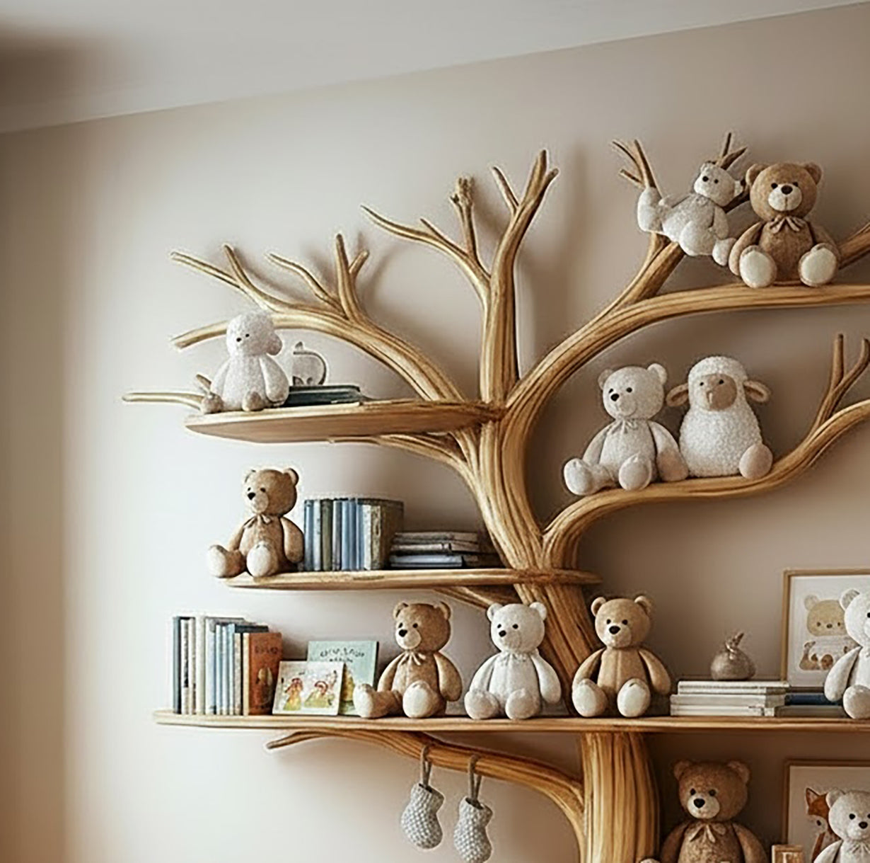 Tree Kids Bookshelf Natural Trees Handmade Baby Room Decor Gift