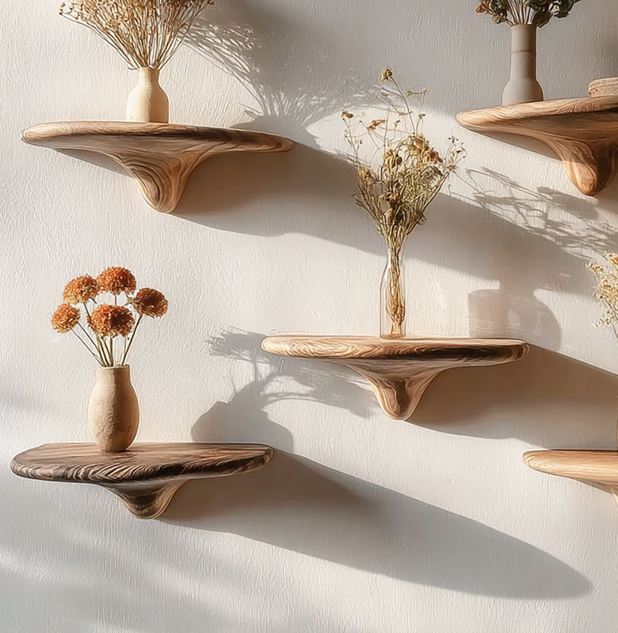 Handcrafted Solid Wood Wall Shelf – Organic Floating Shelf for Decor