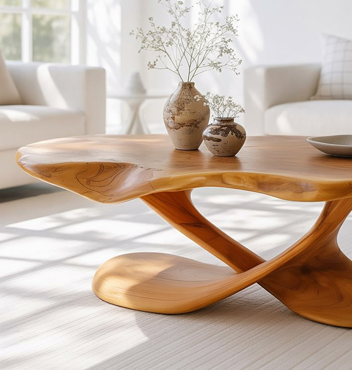 Wood Coffee Table, Organic Modern Solid Wood Living Room Table