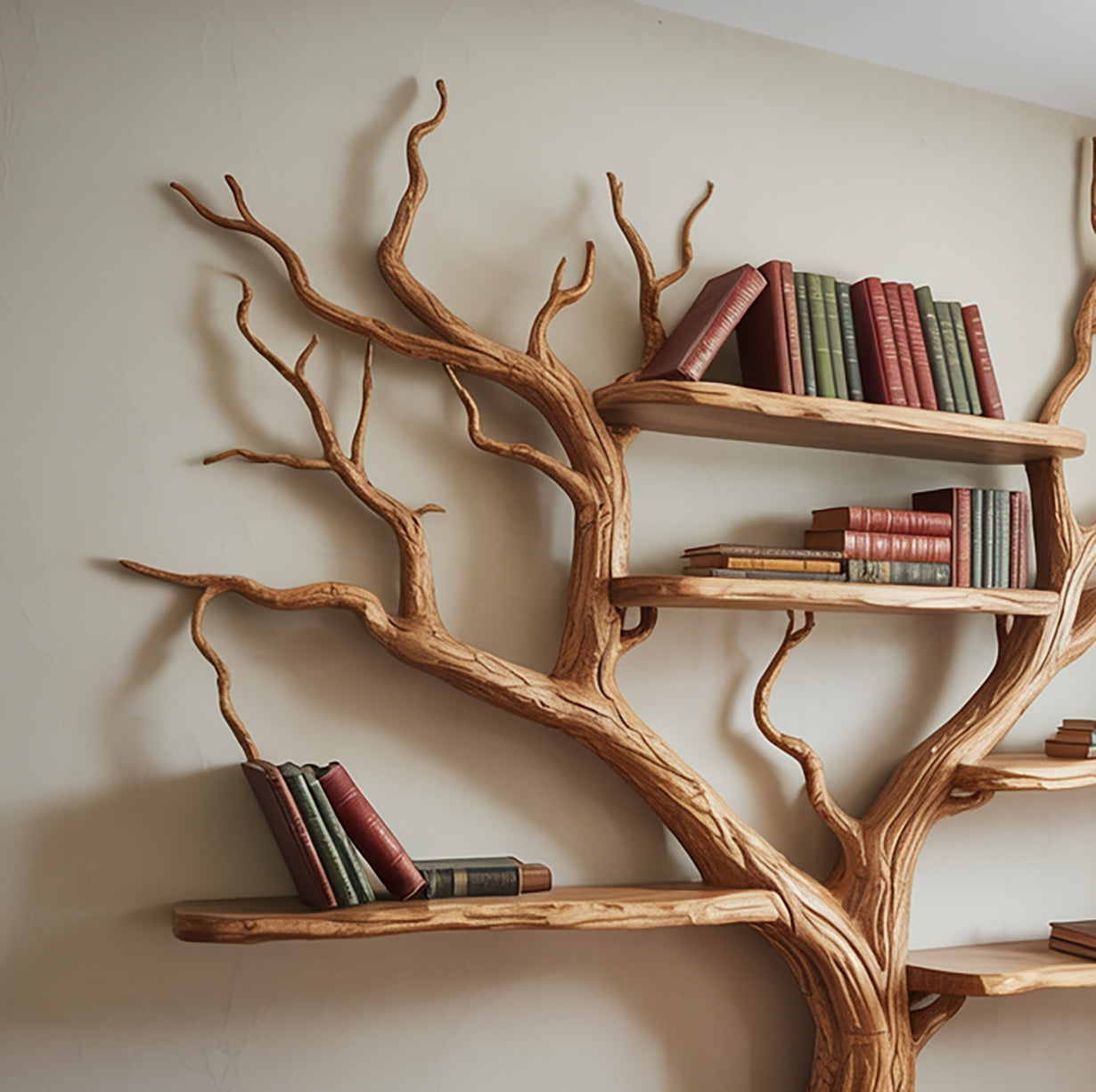 Driftwood Tree Bookshelf | Branch Floating Wall Shelf | Rustic Wooden Bookcase
