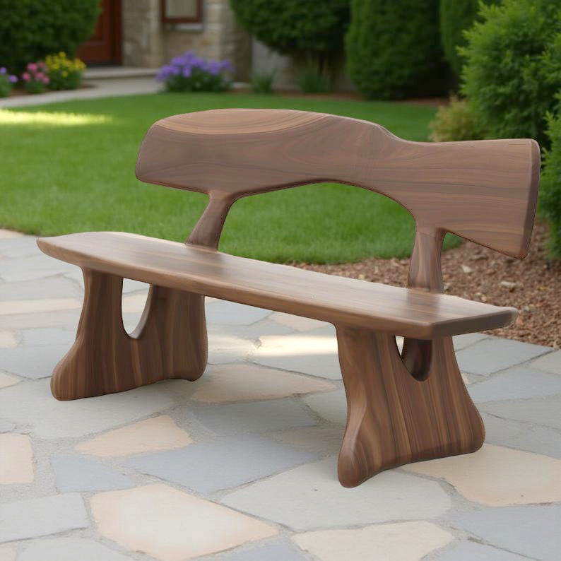 Handcrafted Rustic Wood Garden Bench – Live Edge Outdoor Seating for Natural Décor