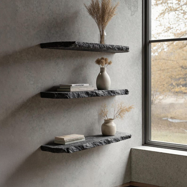 Handmade Rustic Floating Corner Shelf – Live Edge Bookshelf for Nursery & Décor