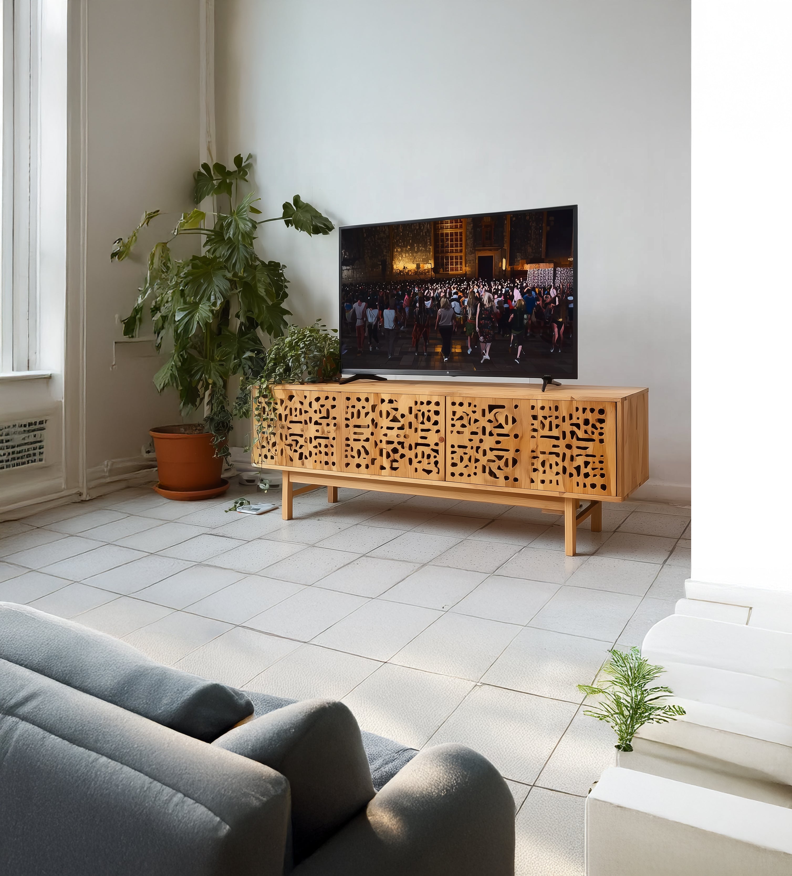 Rustic Solid Wood TV Cabinet – Handmade Farmhouse TV Stand, Antique Console, Custom Unique Furniture