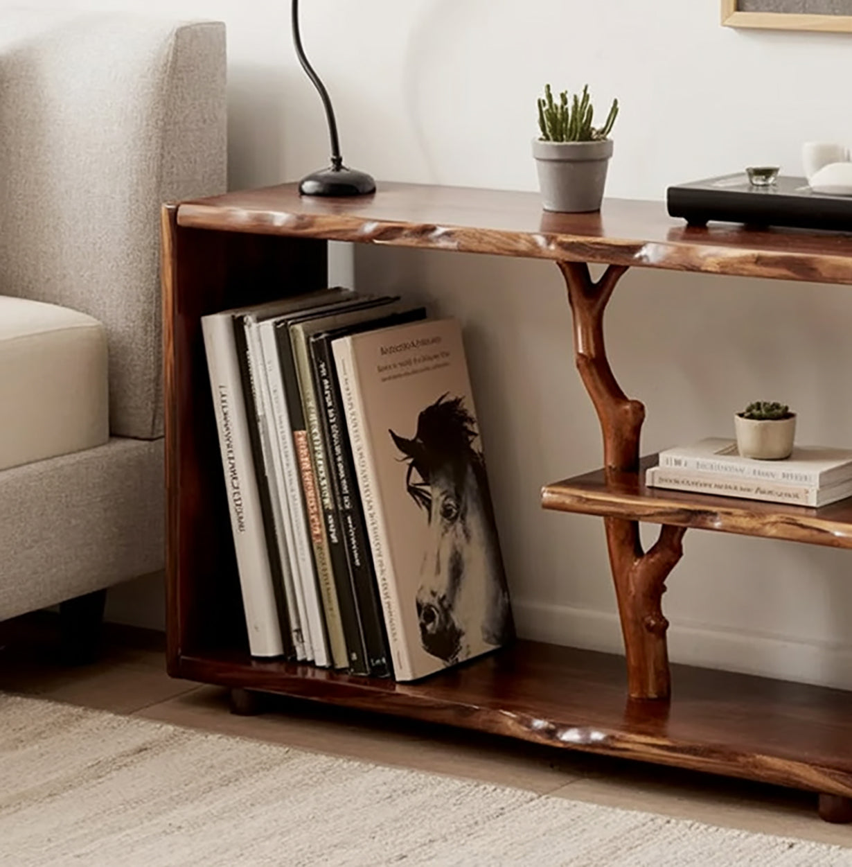 Driftwood Tree Branch Nightstand – Handcrafted Solid Wood Table