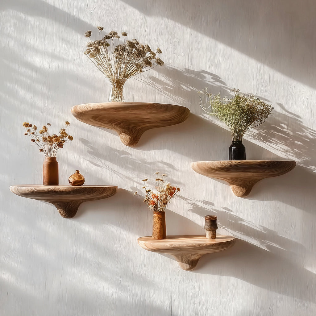 Handcrafted Solid Wood Wall Shelf – Organic Floating Shelf for Decor
