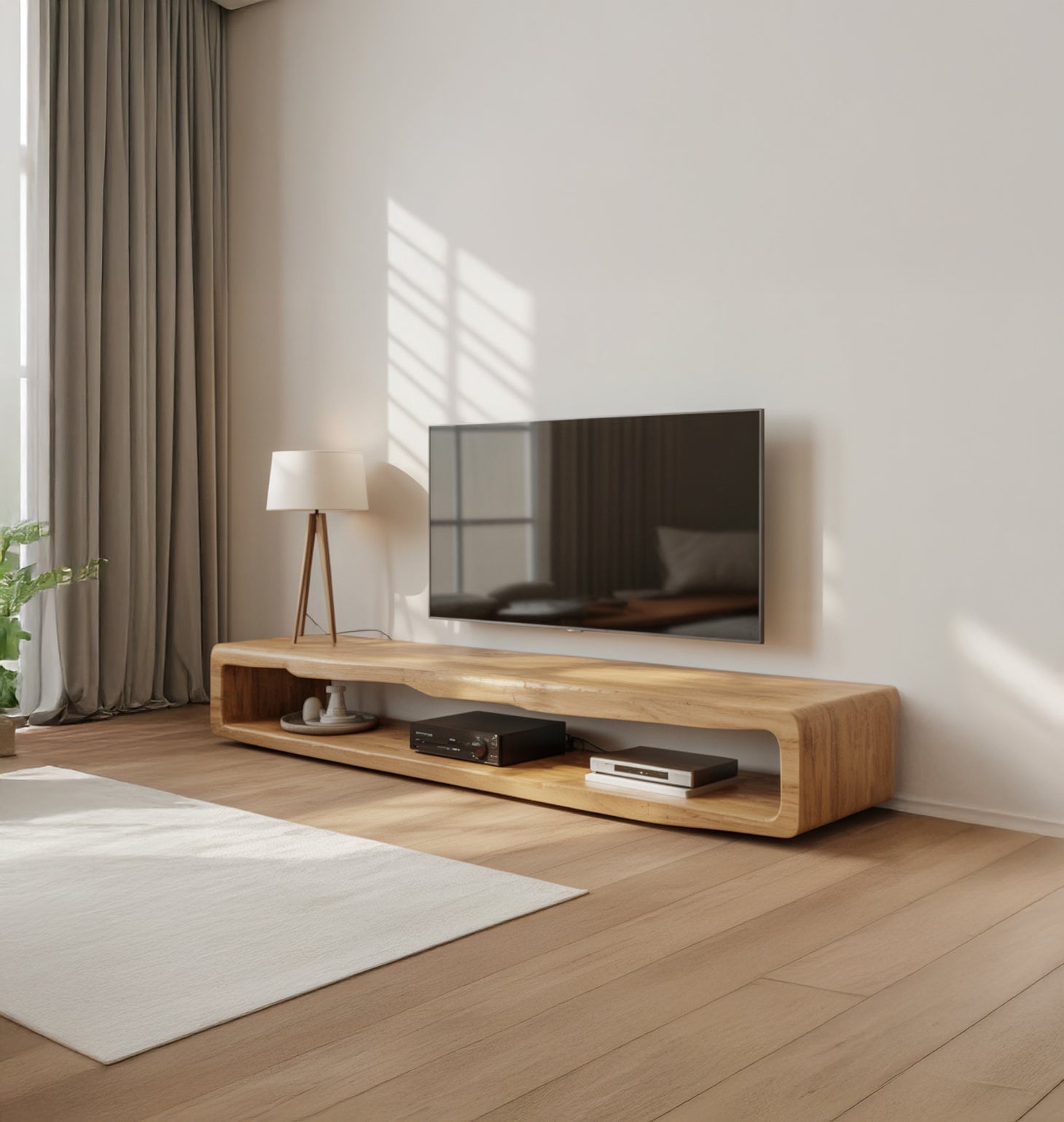 Rustic Solid Wood TV Console – Handmade Farmhouse TV Stand, Unique Home Decor