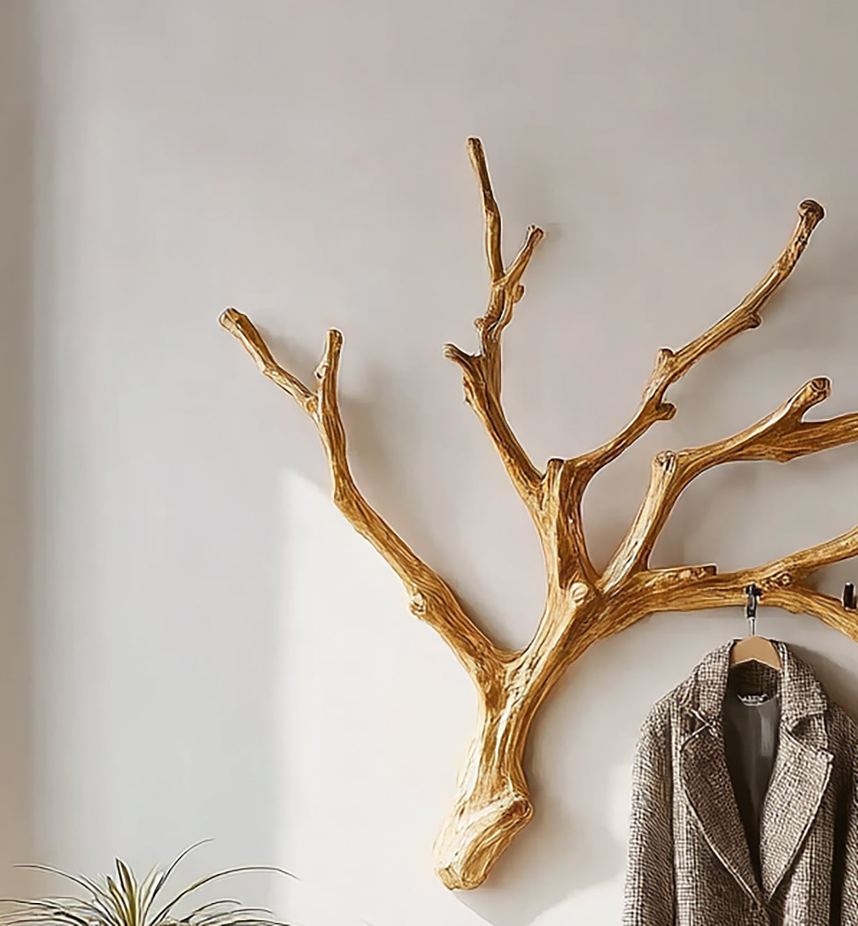 Christmas Tree Branch Coat Rack – Rustic Wall Mounted Driftwood Hanger